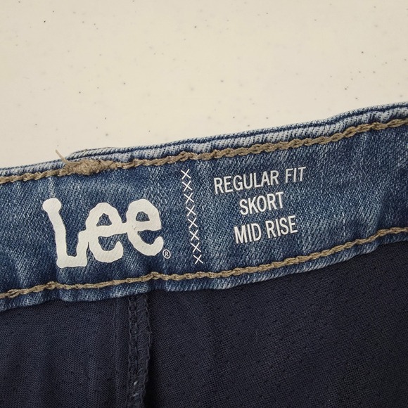 Lee Jean Skort Womens 12 M Blue Denim Mini Regular Fit Mid Rise Cotton Stretch - Picture 10 of 12